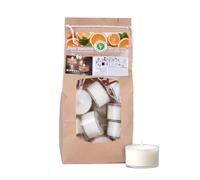 luterna Lot de 18 bougies chauffe-plat parfumées, orange douce, 100 % cire naturelle, wencée, 25/41 mm, durée de combustion : environ 7 h, sachet de 18 pièces