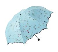 LUTFI Parapluies pliants Belle Fleur 3 Parapluie Pliant Femme Anti UV Protection Solaire Parapluies Coupe-Vent Noir Revêtement Parasols Parapluies Portable