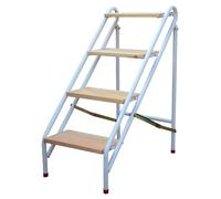 LUTFI Tabouret échelle Pliante 3/4 escabeau en Bois Pliant léger antidérapant Ascendant escabeau Cadre en métal Multifonction étagère de Rangement Escabeau(4 Tier)