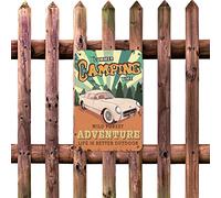 lutieger Panneau en métal avec citation « Summer Camping Life is Better Around The Campsite » - Design original - Protection UV - Durable - Rétro - 30,5 x 20,3 cm