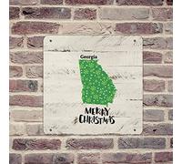 lutieger Plaque en métal à suspendre en métal avec inscription « Georgia Signs Our First Christmas in City/State Garden Cabin Terrace » - 30,5 x 30,5 cm