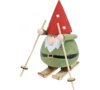 Lutin à ski Figure décorative en bois Noël Décoration hivernale H13cm