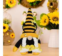 Lutin d'abeilles, printemps, tournesol, abeille, lutin nain, figurines avec fleurs et abeilles, poupée en peluche faite à la main, décorations de nain, tournesol, lutin décoratif pour la maison (B)