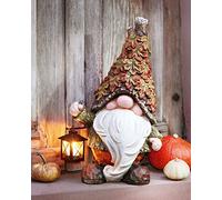 Lutin d'automne de 51 cm de haut avec lanterne pour 1 bougie chauffe-plat Décoration pour jardin, balcon et terrasse, lutin décoratif