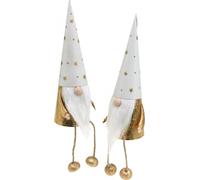 Lutin de Noël Figurine décorative blanche or Ø6,5cm H22cm Set de 2 pièces Décoration de table Tabouret de bord Vintage