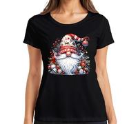 Lutin de Noël scandinave chapeau idée cadeau nain gnome lutin femme t-shirt, Noir , S