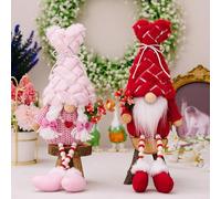 Lutin de Saint-Valentin, décoration de Saint-Valentin, rose rouge, en peluche, lutin en forme de cœur, cadeaux de lutin pour femmes, figurines de lutin nains, poupée sans visage, fille, petite amie (B