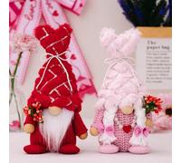 Lutin de Saint-Valentin, décoration de Saint-Valentin, rose rouge, en peluche, lutin en peluche, cadeau de lutin pour femme, lutin nain, poupée sans visage, fille, petite amie (A)