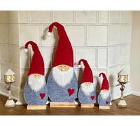 Lutin en feutre rouge / gris avec un cœur, 64 cm de haut, figurine décorative, lutin de Noël, décoration de Noël