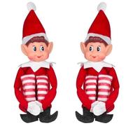Lutin Farceur de Noel Elf Garcon, Lot de 2 Elfes en Peluche, idéal pour préparer Noel pour Enfants et Adultes