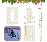 Lutin Farceur de Noel Elf,Noël Pochoir,Empreinte de Pas Porte de Lutin,Motif D'empreintes de Pas de Lutin,Pochoirs de Gnome,Bois Decoration Noël,Pochoirs de Dessin,pour Sols,Décoration