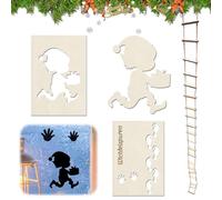 Lutin Farceur de Noel Elf,Noël Pochoir,Empreinte de Pas Porte de Lutin,Motif D'empreintes de Pas de Lutin,Pochoirs de Gnome,Bois Decoration Noël,Pochoirs de Dessin,pour Sols,Décoration