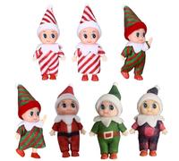 Lutin Farceur de Noel | Elfe De Noël | Poupées De Fées De Noël avec Jambes De Bras Mobiles | Bebe Petit Lutin Farceur de Noel pour Jouet de Décorations de Noël Garçon Fille, 7 Pièces