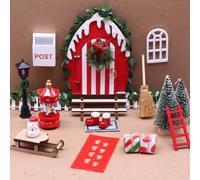 Lutin Farceur de Noel Kit de Noël Miniature Porte de Lutin de Noël kit Accessoires de Porte de GNOME de Noël Lutin de Noël Miniature Décoration, Porte de Arbre de Noel Miniature pour DIY, Déco Noël