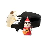 Lutin Farceur De Noel Kit Groupe De Chat,Accessoire Maison Lutin Farceur De Noel,Mini Piano,Guitariste Et Pianiste De Chat,Accessoires Maison De Poupee Amoureux des Chats