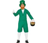 Lutin Magie St Patrick Vert Costume Carnaval Festival Amusant Caractère Veste élégante Barbe joyeuse Joli chapeau Design amusant Fête insolite, Taille : 48 - 50 (M) Couleur : Vert