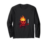 Lutin Pixel Diable 8-Bit Épée Rétro Jeu Vidéo Art Manche Longue