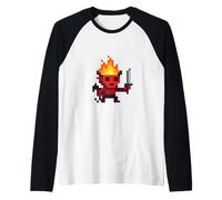 Lutin Pixel Diable 8-Bit Épée Rétro Jeu Vidéo Art Manche Raglan