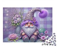 Lutin Violet Illustration Puzzle 1000 Pièces pour Adultes Jeu de Puzzle 1000 Pièces Fleurs Détente Déco Idée Cadeau 38x26cm/1000pcs