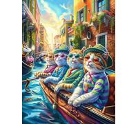 Lutins dans un bateau sur une rivière 500 Pieces Casse-tête Amateur D'Art En Carton Épais Sans Déformation Paysages et science-fiction Difficile Expert Décoration Murale Idée Cadeau Anniversaire 500 P