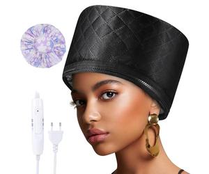 LUTIVISE Casque Chauffant Cheveux Vapeur Soin - casque vapeur cheveux Afro Bouclés Bonnet Masque Capillaire Salon Hair Cap Spa Maison Proteine Coloration Sèche Cheveux Pro Électrique (noir)