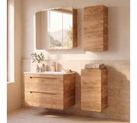 LUTON-56-CRAFT Ensemble de Meubles de Salle de Bain en chêne Wotan NB., L/H/P env. 130/200/46 cm