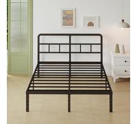 Lutown-Teen Cadre de Lit 2 Places en Métal 160x190 cm, 36 cm de Haut, Deux Personnes, Sommier 160 x 190 avec Pieds, avec Tête de Lit Double, Espace de Rangement en Dessous, Montage Facile, Noir