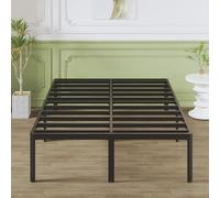 Lutown-Teen Cadre de Lit Double 160x190 cm avec Pieds Arrondis, Structure en Métal Robuste 41cm de Haut, Espace de Rangement en Dessous, sans Bruit, Montage Facile, Noir