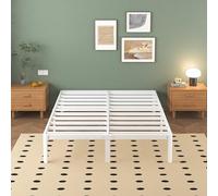 Lutown-Teen Cadre de Lit en Métal 160x190 cm - Lit Metal Double sur Pieds Ronds, Structure à Lattes Métalliques - Hauteur 36 cm,Blanc