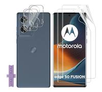 Lutree pour Motorola Moto Edge 50 Fusion Protection écran, 2+2 Pièces TPU Protecteurs d'écran + Verre Trempé Caméra Arrière Protecteur, HD Anti-Empreintes Anti-Rayures Film