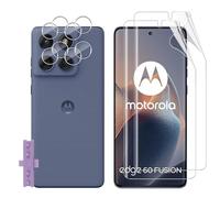 Lutree pour Motorola Moto Edge 60 Fusion/ 60 Pro/ 60 Protection écran, 2+2 Pièces TPU Protecteurs d'écran + Verre Trempé Caméra Arrière Protecteur, HD Anti-Empreintes Film Protection écran