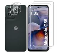 Lutree pour Motorola Moto G55 5G Verre Trempé, 2+2 Pièces Protection écran + Caméra Arrière Protecteur Film, 9H Dureté HD Anti-Rayures Sans Bulles Vitre Trempé Protecteurs d'écran