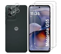 Lutree pour Motorola Moto G55 5G Verre Trempé, 2+2 Pièces Protection écran + Caméra Arrière Protecteur Film, 9H Dureté HD Anti-Rayures Sans Bulles Vitre Trempé Protecteurs d'écran
