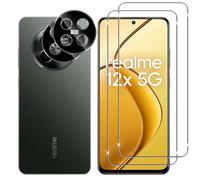 Lutree pour Realme 12 5G/ Realme 12x 5G Verre Trempé, 2+2 Pièces Protection écran+ Caméra Arrière Protecteur Film (Noire), 9H Dureté HD Anti-Rayures Vitre Trempé Protecteurs d'écran