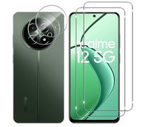 Lutree pour Realme 12 5G/ Realme 12x 5G Verre Trempé, 2+2 Pièces Protection écran+ Caméra Arrière Protecteur Film, 9H Dureté HD Sans Bulles Anti-Rayures Vitre Trempé Protecteurs d'écran