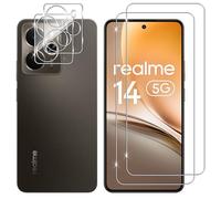 Lutree pour Realme 14 5G/ Realme 14T Verre Trempé, 2+2 Pièces Protection écran + Caméra Arrière Protecteur Film, 9H Dureté HD Anti-Rayures Sans Bulles Vitre Trempé Protecteurs d'écran