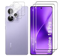 Lutree pour Realme 15 Pro Verre Trempé, 2+2 Pièces Protection écran + Caméra Arrière Protecteur Film, 9H Dureté Anti-Rayures HD Sans Bulles Vitre Trempé Protecteurs d'écran