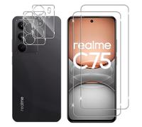 Lutree pour Realme C75 4G / Realme 14X 5G Verre Trempé + Caméra Arrière Protecteur, [2 + 2 Pièces] Anti-Rayures Protection écran, Sans Bulles Vitre Trempé, Couverture Complète Protecteurs d'écran