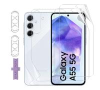 Lutree pour Samsung Galaxy A55 5G Protection écran, 2+2+2 Pièces TPU Protecteurs d'écran+ Retour Film+ Verre Trempé Caméra Arrière Protecteur, HD Anti-Rayures Protection écran