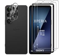 Lutree pour Sony Xperia 1 VII Verre Trempé + Caméra Arrière Protecteur (Noir), [2 + 2 Pièces] Anti-Rayures Protection écran, Sans Bulles Vitre Trempé, Couverture Complète Protecteurs d'écran