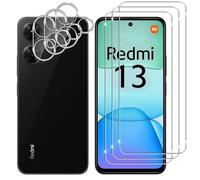 Lutree pour Xiaomi Redmi 13 4G/ POCO M6 4G Verre Trempé, 3+3 Pièces Protecteurs d'écran + Caméra Arrière Protecteur Film, 9H Dureté HD Anti-Rayures Vitre Trempé Protection écran