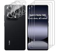Lutree pour Xiaomi Redmi Note 14S Verre Trempé, 3+3 Pièces Protection écran + Caméra Arrière Protecteur Film, 9H Dureté HD Anti-Rayures Sans Bulles Vitre Trempé Protecteurs d'écran