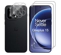 Lutree Protection d'écran pour OnePlus 15 5G, lot de 2 + 2 protections d'écran en verre trempé + protection d'objectif d'appareil photo, dureté 9H, film HD sans bulles, verre de protection