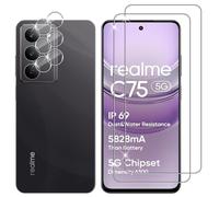 Lutree Verre Trempé pour Realme C75 5G, 2+2 Pièces Protection écran + Caméra Arrière Protecteur Film, 9H Dureté HD Anti-Rayures Sans Bulles Vitre Trempé Protecteurs d'écran
