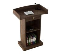 Lutrin debout en bois avec tiroir - Podiums simples pour églises, bureaux de réception et parole en public - 2 pupitres de rangement ouvertes, support durable et élégant