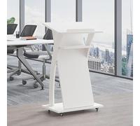 Lutrin mobile portable en bois massif avec roulettes - Podium réglable pour discours, conférences, événements et présentations - Design robuste et élégant