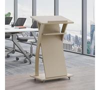 Lutrin mobile portable en bois massif avec roulettes - Pupitre réglable pour discours, conférences, événements et présentations - Design robuste et élégant