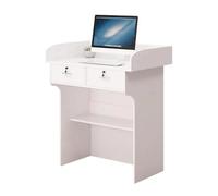 Lutrin portable en bois avec rangement - Podium réglable de 80 cm/120 cm pour enseignant pour présentations, événements et réceptions - Finition blanche élégante (80 cm)