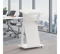 Lutrin portable en bois avec roues pour discours et présentations, parfait pour les salles de conférence et les réceptions à l'église, hauteur réglable et design robuste