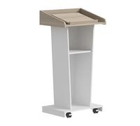 Lutrin portable en bois avec roulettes - 2 niveaux réglables inclinés pour parler en public, églises, écoles, bureaux - Support de présentation mobile